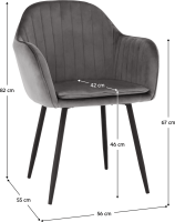 Designové křeslo, šedá Velvet látka, ZIRKON