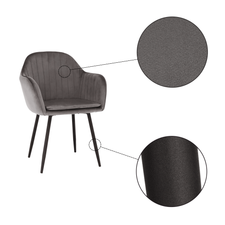 Designové křeslo, šedá Velvet látka, ZIRKON