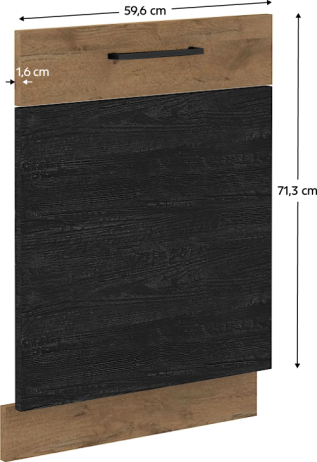 Dvířka VEGA ZM 713x596 na vestavnou myčku, šedá matná/dub lancelot
