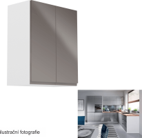 Horní skříňka, bílá / šedý extra vysoký lesk, AURORA G602F