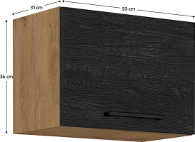Horní skříňka VEGA 50 GU-36 1F, dub lancelot / šedá matná