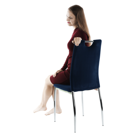 Jídelní židle, modrá Velvet látka / chrom, OLIVA NEW