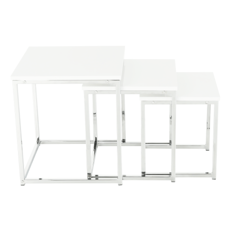 Set 3 konferenčních stolků, bílá extra vysoký lesk, ENISA TYP 3