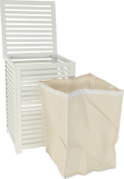 Koš na prádlo, lakovaný bambus/bílá/béžová, BASKET