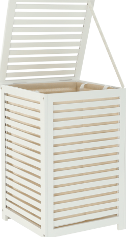 Koš na prádlo, lakovaný bambus/bílá/béžová, BASKET