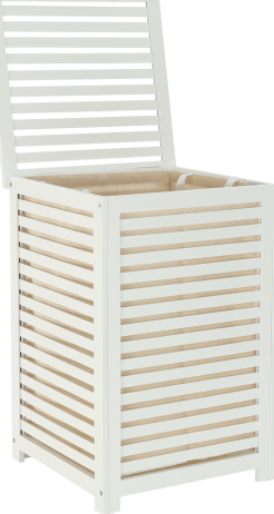 Koš na prádlo, lakovaný bambus/bílá/béžová, BASKET