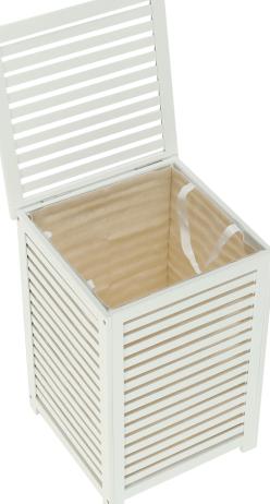 Koš na prádlo, lakovaný bambus/bílá/béžová, BASKET