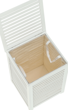Koš na prádlo, lakovaný bambus/bílá/béžová, BASKET