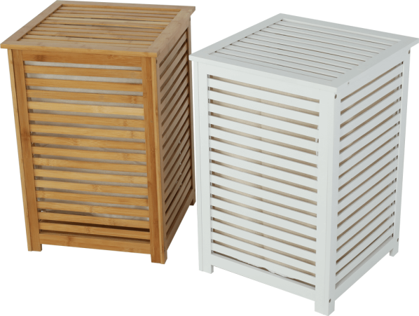 Koš na prádlo, lakovaný bambus/bílá/béžová, BASKET