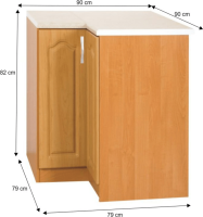 Kuchyňská skříňka, olše, levá, LORA MDF NEW KLASIK S90 / 90