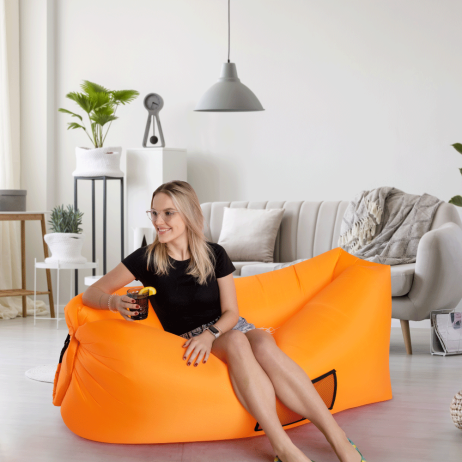 Nafukovací sedací vak/lazy bag LEBAG, oranžová