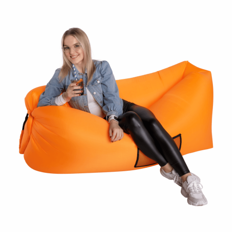 Nafukovací sedací vak/lazy bag LEBAG, oranžová