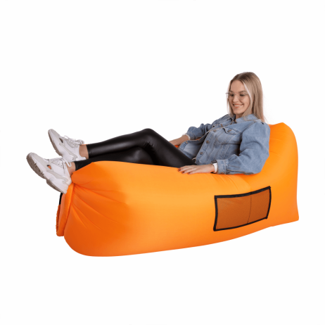 Nafukovací sedací vak/lazy bag LEBAG, oranžová
