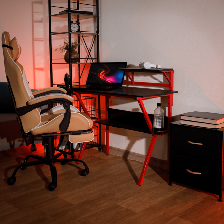 PC stůl / herní stůl TABER, červená / černá