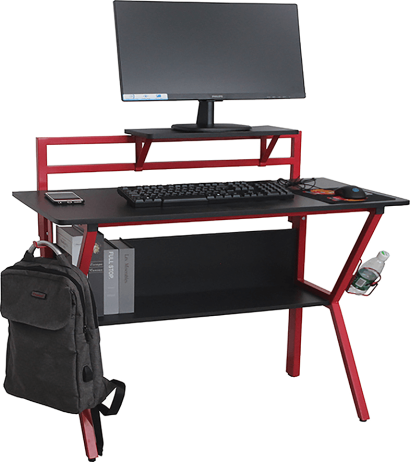 PC stůl / herní stůl TABER, červená / černá