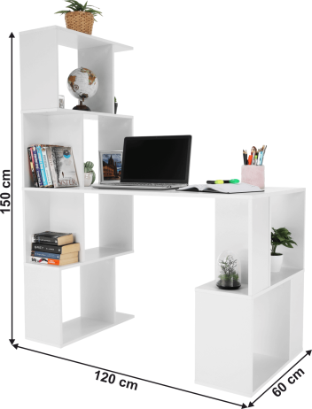 PC stůl s regálem FLOKI NEW, bílá