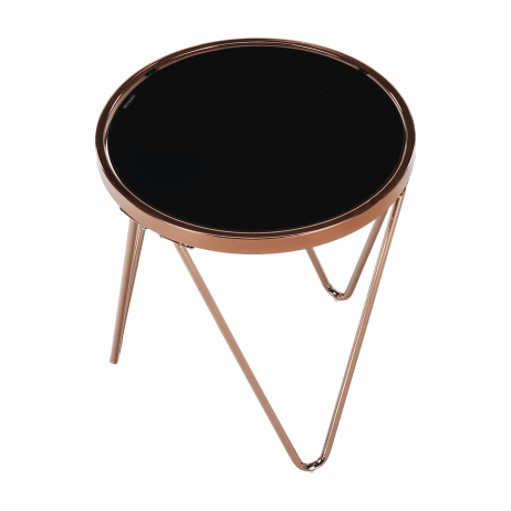 Příruční stolek VALERO, rose gold chrom růžová / černá