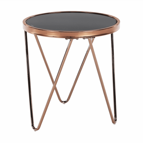Příruční stolek VALERO, rose gold chrom růžová / černá