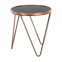Příruční stolek VALERO, rose gold chrom růžová / černá