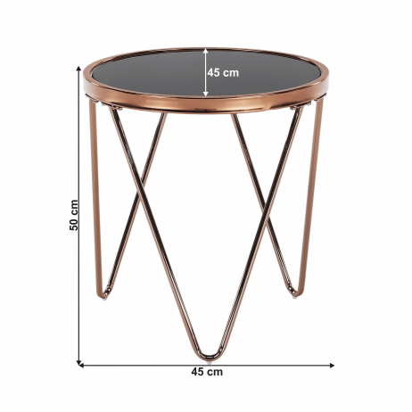 Příruční stolek VALERO, rose gold chrom růžová / černá