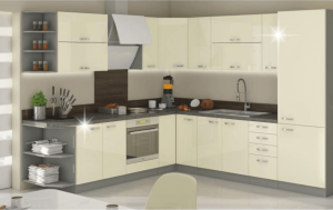 Skříňka dolní, krémová extra vysoký lesk/šedá, PRADO 60 D 1F BB