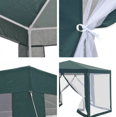 Stanový altán do zahrady, 3,9x2,5x3,9m, zelená / bílá, RINGE TYP 1 + 6 bočních stran