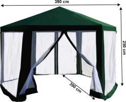 Stanový altán do zahrady, 3,9x2,5x3,9m, zelená / bílá, RINGE TYP 1 + 6 bočních stran