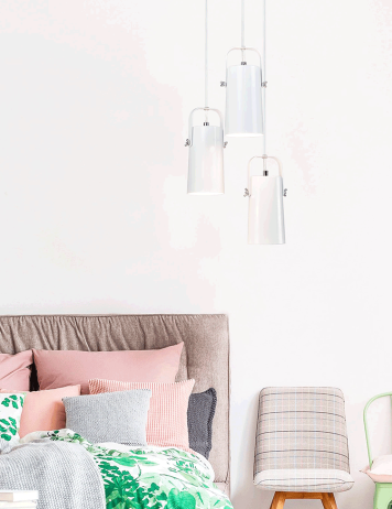 Visící lampa, bílá / kov, DEVAN