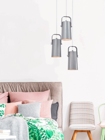 Visící lampa, šedá / kov, DEVAN