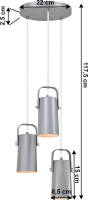Visící lampa, šedá / kov, DEVAN