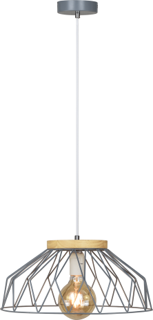Visící lampa, šedá/přírodní, dřevo/kov, TREX TYP 2