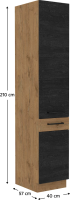 Vysoká skříňka VEGA 40 DK-210 2F, šedá matná / dub lancelot