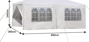 Zahradní párty stan, bílá, 3x6 m, TEKNO TYP 2