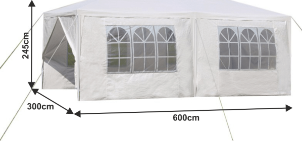 Zahradní párty stan, bílá, 3x6 m, TEKNO TYP 2