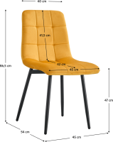 Židle RAMITA TYP 3 žlutá Velvet látka/černá