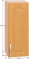 Horní skříňka LORA MDF NEW KLASIK W30 / 735, olše, pravá