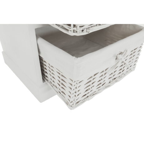 Dřevěná komoda BLANCO, 4 košíky, bílá