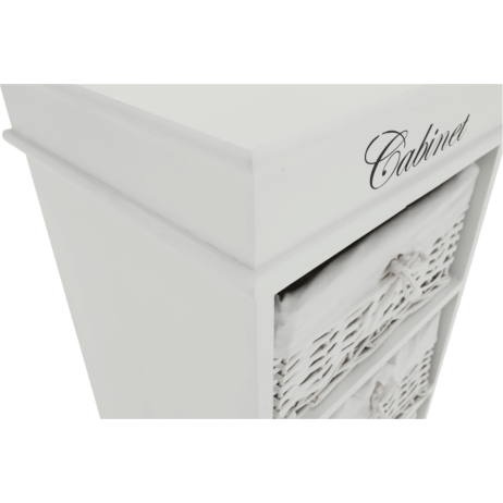 Dřevěná komoda BLANCO, 4 košíky, bílá