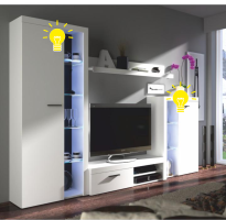 Bílé LED osvětlení pro obývací stěnu ROCHESTER