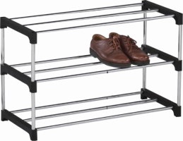 Trojřadý botník MONTEGO, chrom, plast