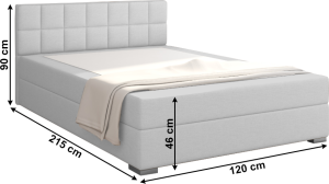 Boxpringová postel 120x200, světle šedá, FERATA KOMFORT