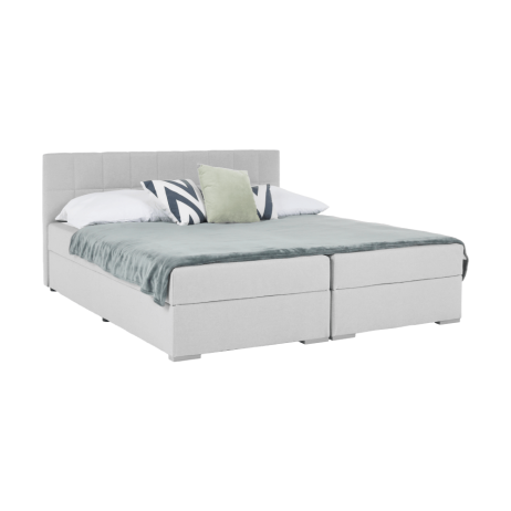 Boxpringová postel 160x200, světle šedá, FERATA KOMFORT