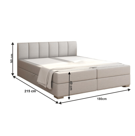 Boxpringová postel RIANA KOMFORT, 180x200, světle šedá