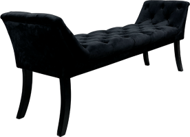 Designová lavice, černá Velvet látka / kaučukové dřevo, Hemy