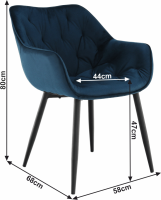 Designové křeslo, modrá Velvet  látka, FEDRIS