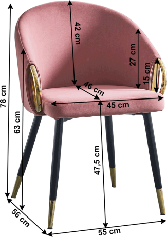 Designové křeslo, růžová velvet látka / gold chrom zlatý, DONKO