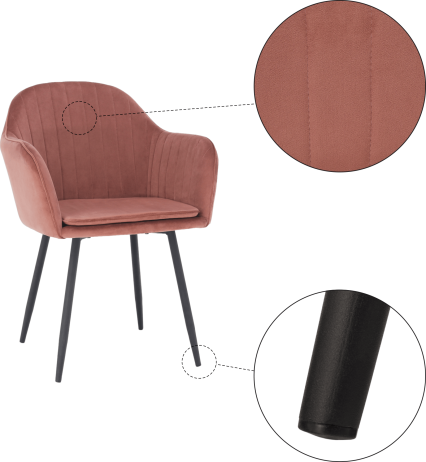 Designové křeslo, růžovohnědou Velvet látka, ZIRKON