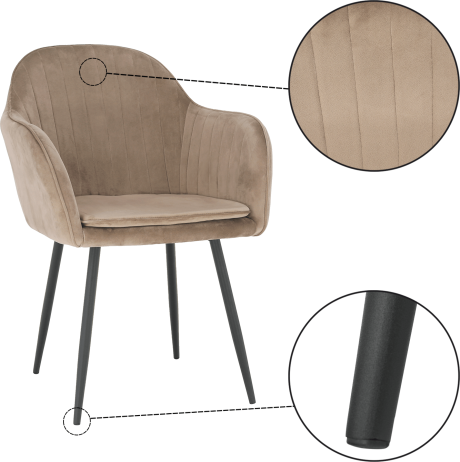 Designové křeslo, šedohnědá Taupe Velvet látka, ZIRKON