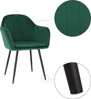 Designové křeslo, smaragdová Velvet látka, ZIRKON