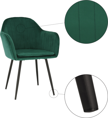 Designové křeslo, smaragdová Velvet látka, ZIRKON